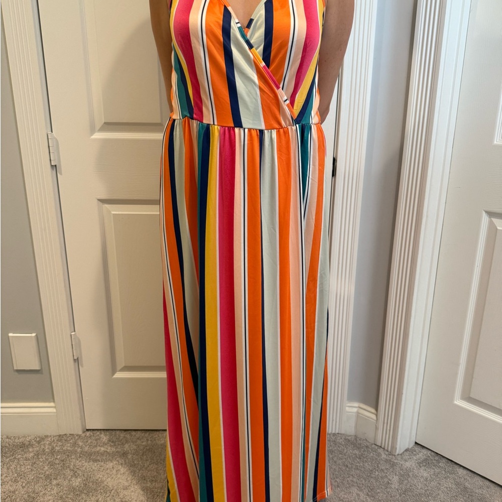 Multicolor Striped Maxi Dress